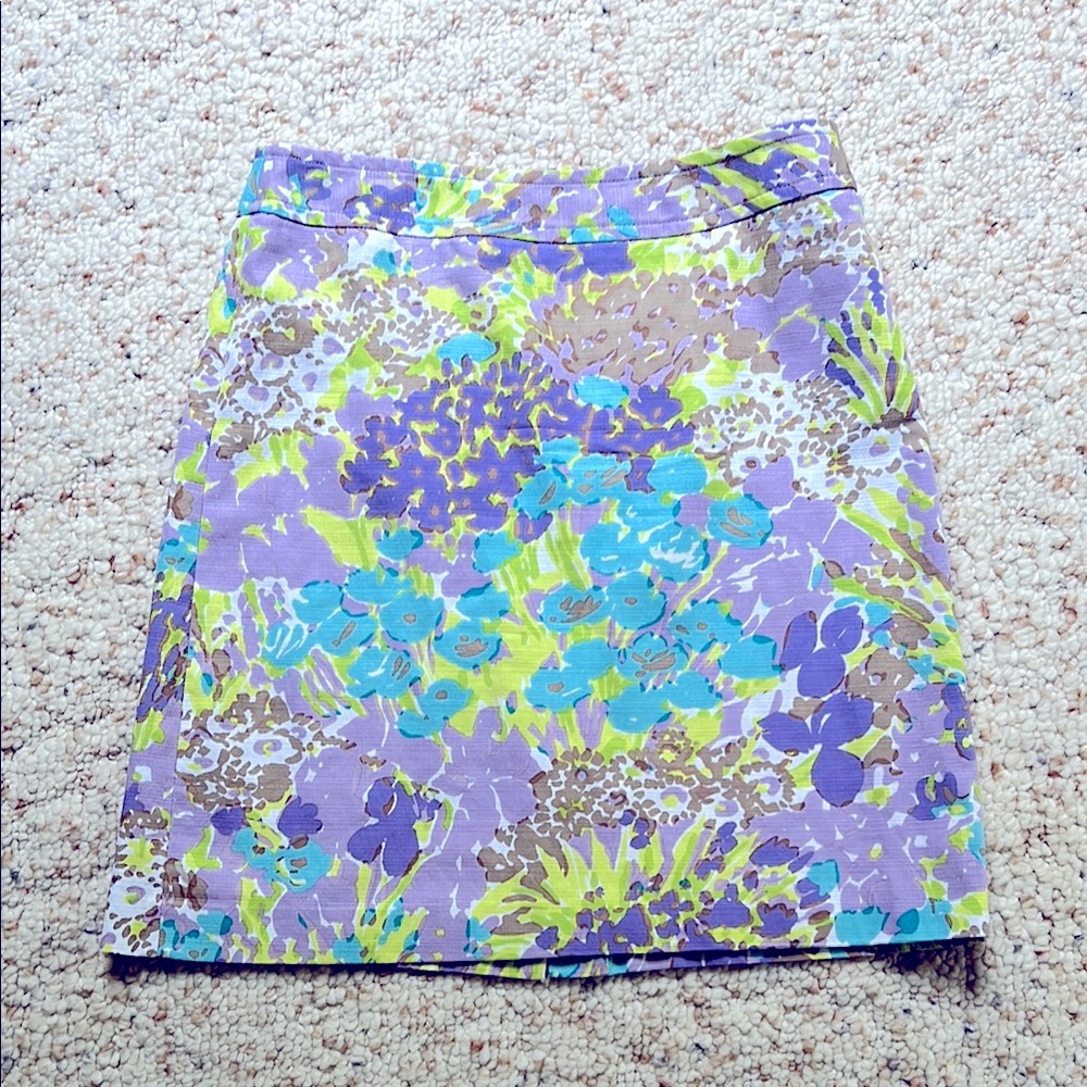 Talbots Size 6 Purple Blue Yellow White Floral Women’s Skirt